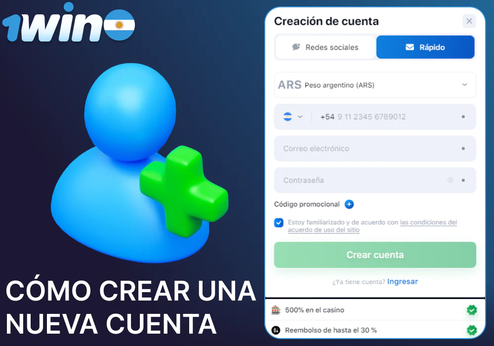 Instrucciones para crear un nuevo perfil en 1win para jugadores de Argentina