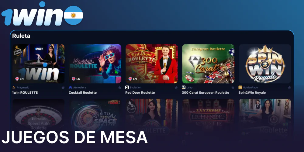 Juegos de mesa disponibles en 1win Argentina
