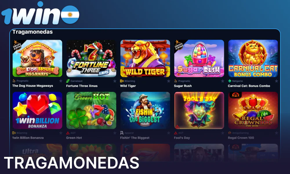 Tragamonedas disponibles en 1win Argentina